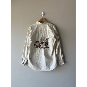 vintage 90s ACME looney tunes khaki button front long sleeve